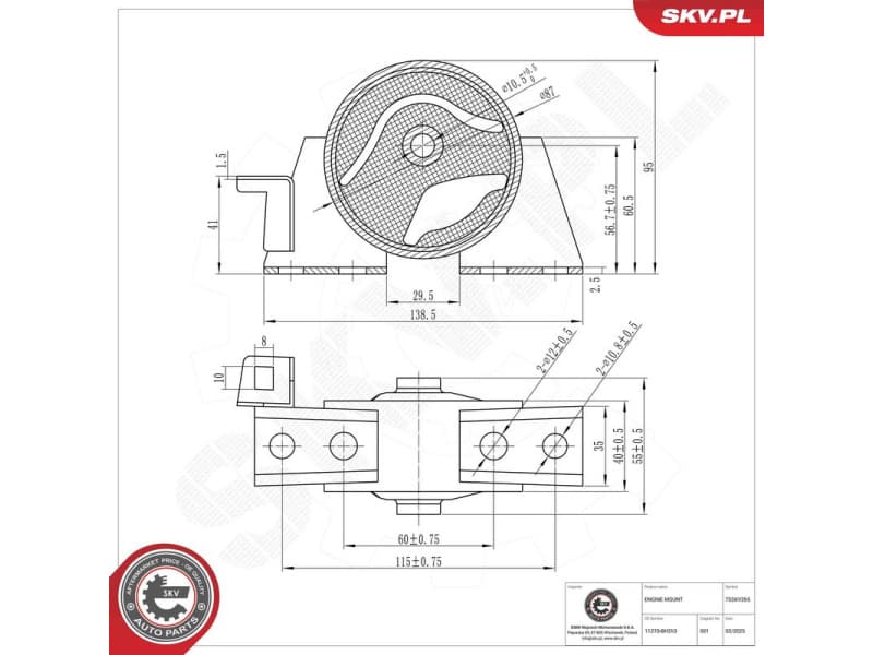 Mounting, engine 75SKV265