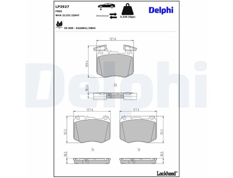 Brake Pad Set, disc brake LP3927