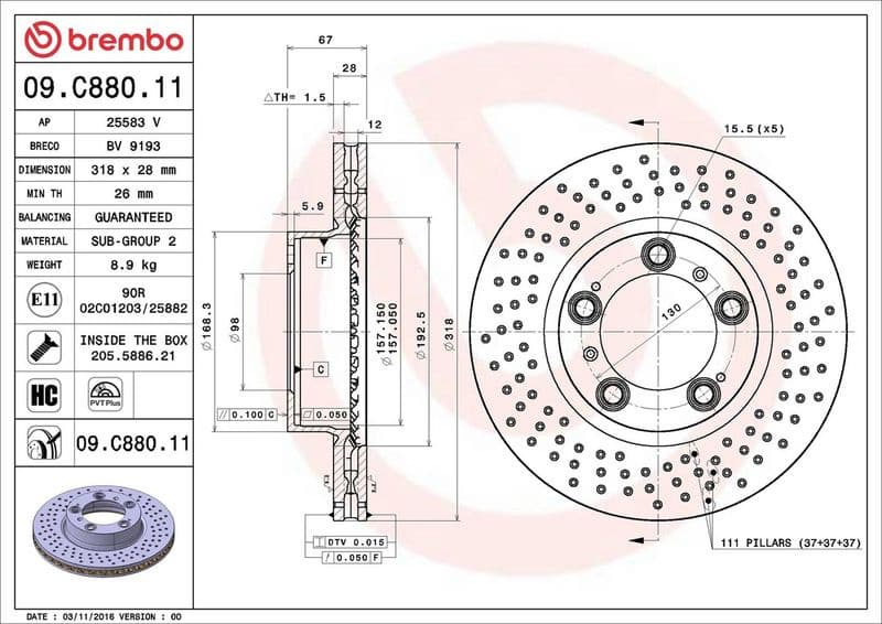 Brake Disc PRIME LINE - UV Coated 09.C880.11 - image 2