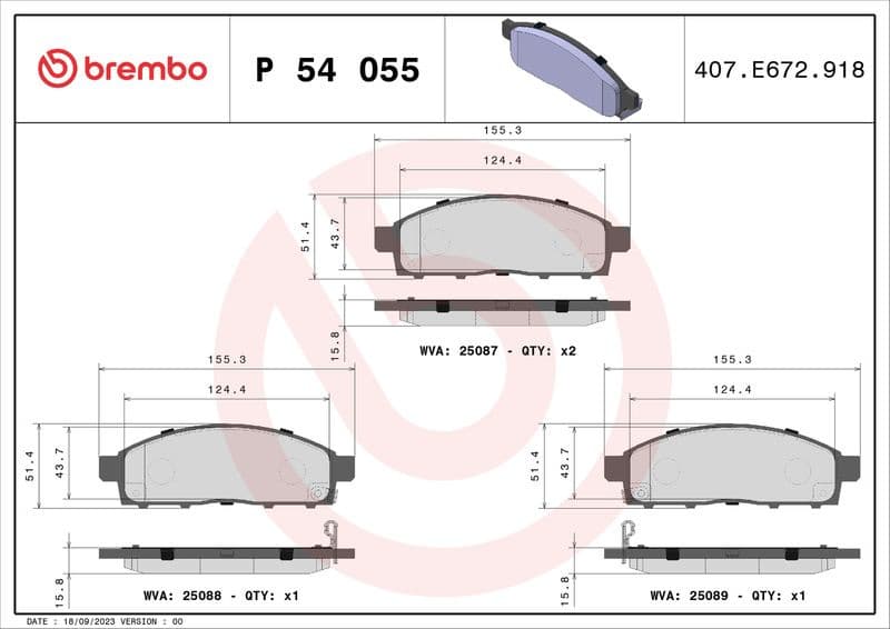 Brake Pad Set, disc brake PRIME LINE P54055 - image 3