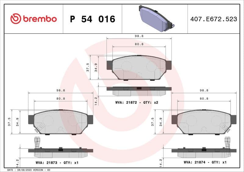 Brake Pad Set, disc brake PRIME LINE P54016 - image 3