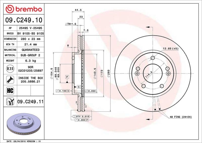 Brake Disc PRIME LINE - UV Coated 09.C249.11 - image 3
