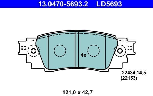 Brake Pad Set, disc brake ATE Ceramic 13.0470-5693.2 - image 2