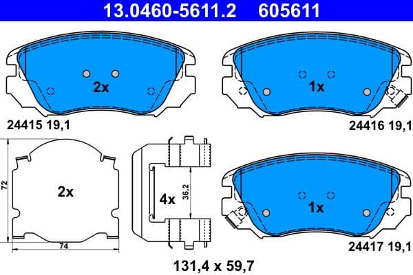 Brake Pad Set, disc brake 13.0460-5611.2 - image 2