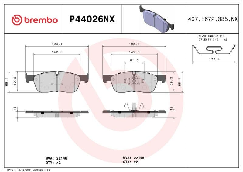 Brake Pad Set, disc brake XTRA LINE - Ceramic P44026NX