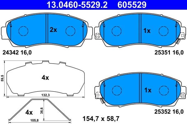 Brake Pad Set, disc brake 13.0460-5529.2 - image 2