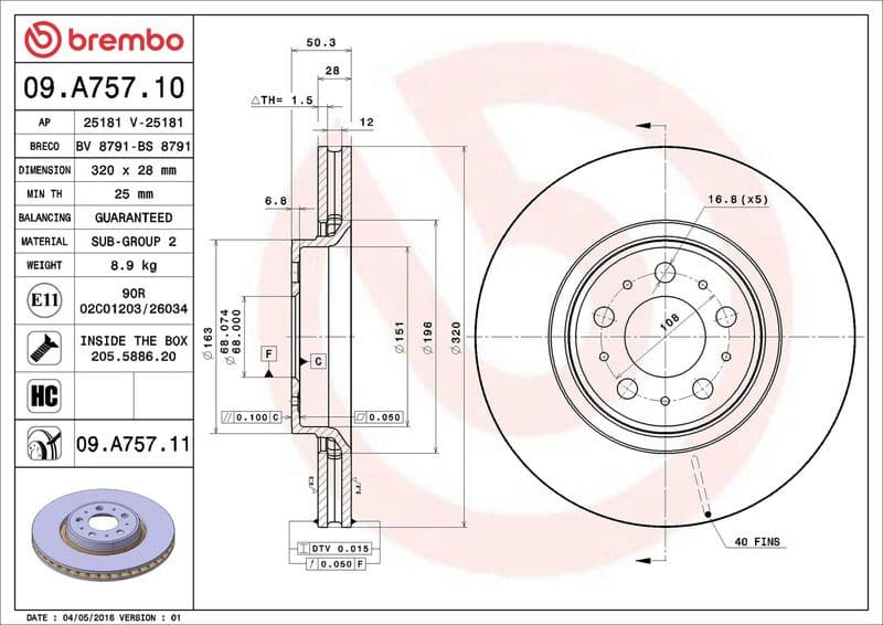 Brake Disc PRIME LINE - UV Coated 09.A757.11 - image 3