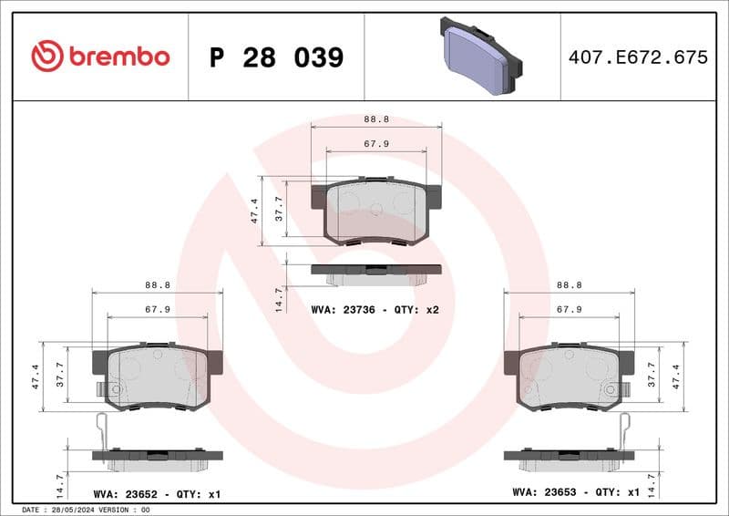 Brake pads rear, Top Quality P28039 - image 3