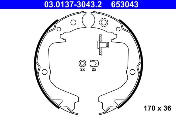 Brake Shoe Set, parking brake 03.0137-3043.2 - image 2