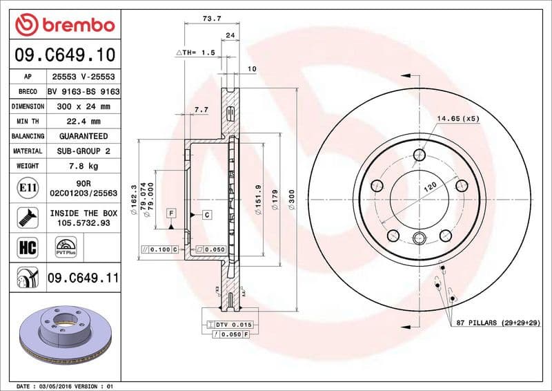 Brake Disc PRIME LINE - UV Coated 09.C649.11 - image 2