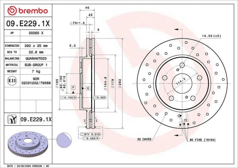 Brake Disc XTRA LINE - Xtra 09.E229.1X