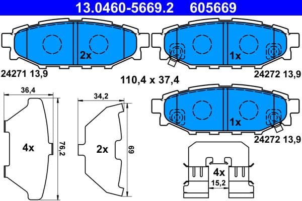 Brake Pad Set, disc brake 13.0460-5669.2 - image 2