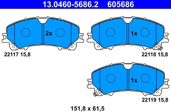Brake Pad Set, disc brake 13.0460-5686.2 - image 2