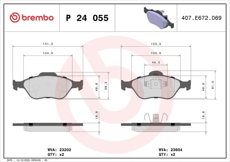 Brake Pad Set, disc brake XTRA LINE P24055X - image 3