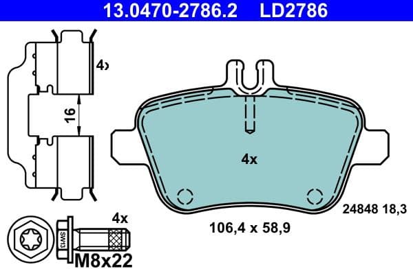 Brake Pad Set, disc brake ATE Ceramic 13.0470-2786.2 - image 2