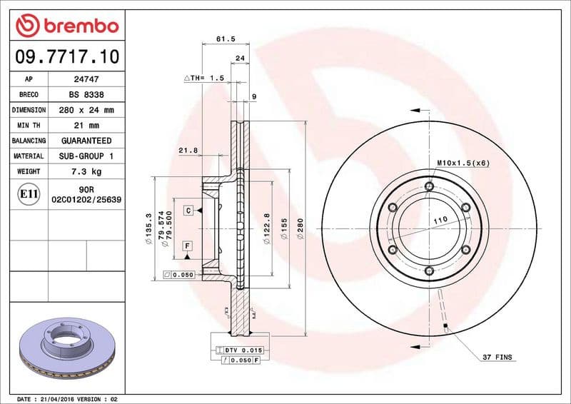 Brake Disc PRIME LINE 09.7717.10 - image 3