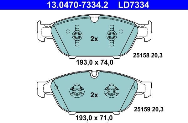 Brake Pad Set, disc brake ATE Ceramic 13.0470-7334.2 - image 2