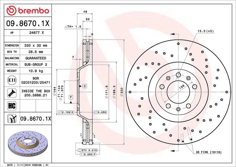 Brake Disc XTRA LINE - Xtra 09.8670.1X - image 3