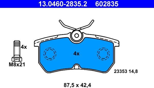 Brake Pad Set, disc brake 13.0460-2835.2 - image 2