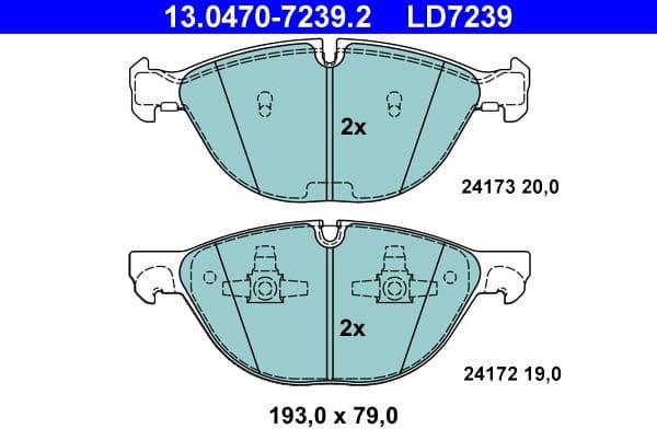 Brake Pad Set, disc brake ATE Ceramic 13.0470-7239.2 - image 2