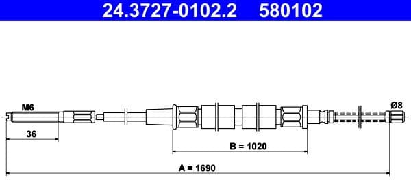 Cable Pull, parking brake 24.3727-0102.2 - image 2