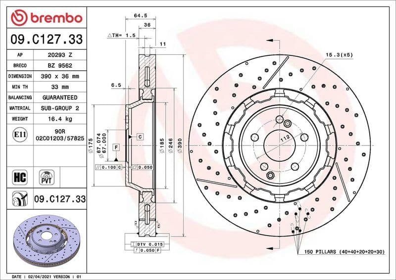Brake Disc PRIME LINE - Dual Cast 09.C127.33 - image 2