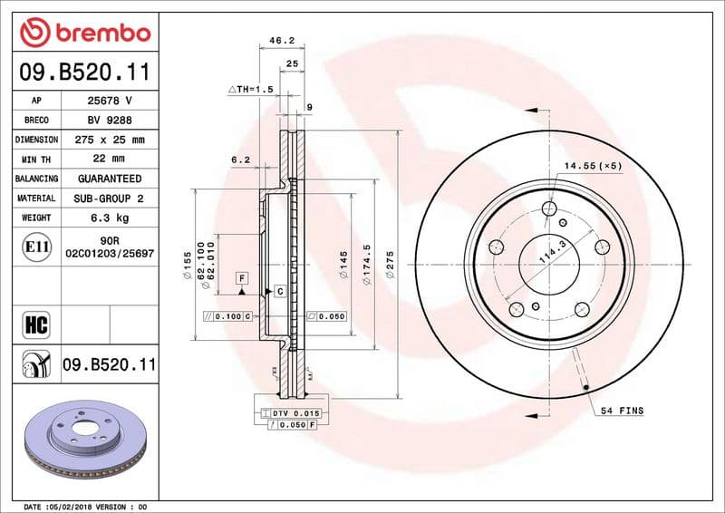 Brake Disc PRIME LINE - UV Coated 09.B520.11 - image 2