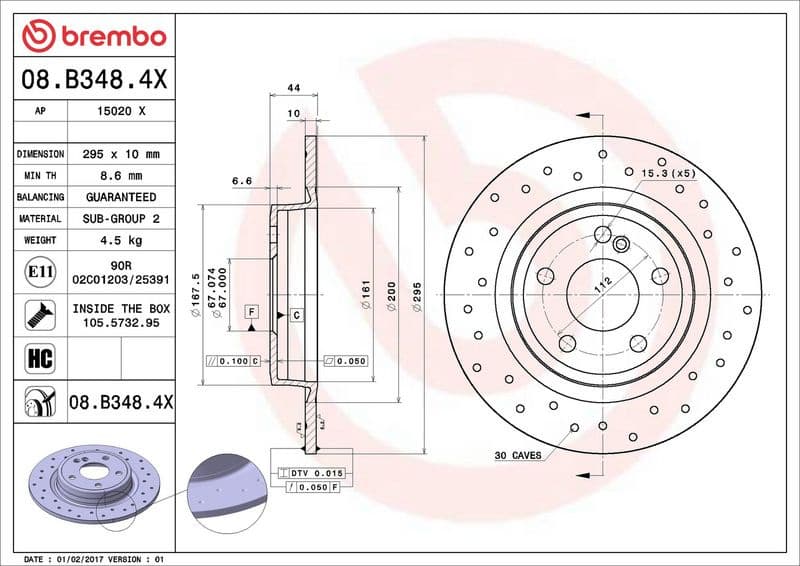 Brake discs kit rear, (2pcs), Top Quality 08.B348.4X - image 3