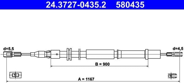 Cable Pull, parking brake 24.3727-0435.2 - image 2
