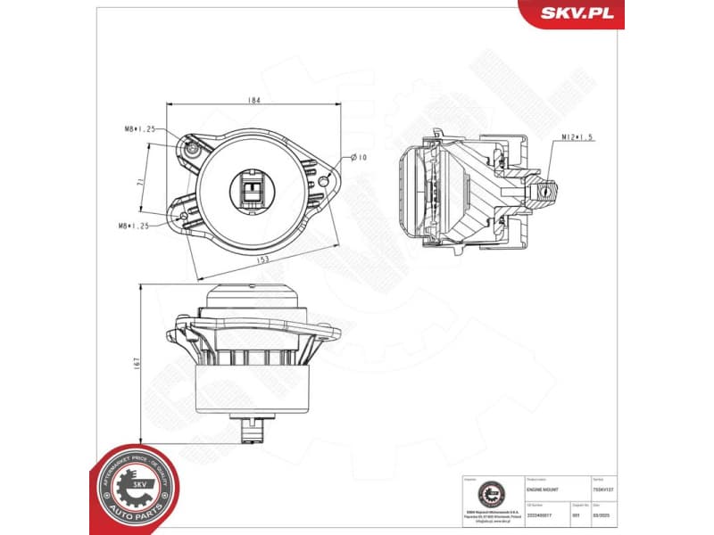 Mounting, engine 75SKV127