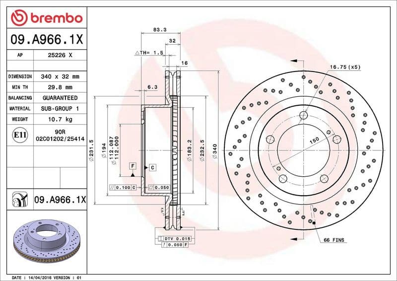 Brake Disc XTRA LINE - Xtra 09.A966.1X - image 3