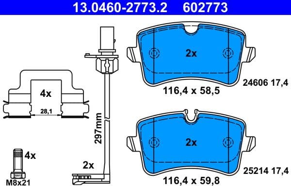 Brake Pad Set, disc brake 13.0460-2773.2 - image 2