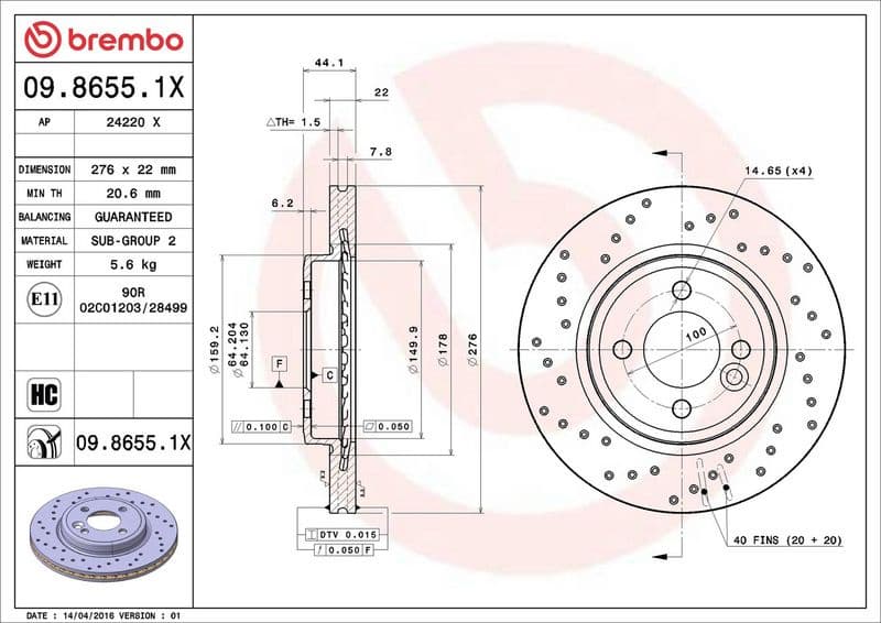 Brake Disc XTRA LINE - Xtra 09.8655.1X - image 3