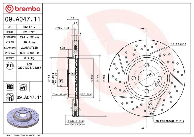 Brake Disc PRIME LINE - UV Coated 09.A047.11 - image 3