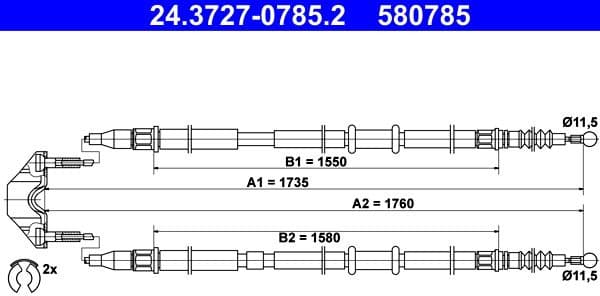 Cable Pull, parking brake 24.3727-0785.2 - image 2