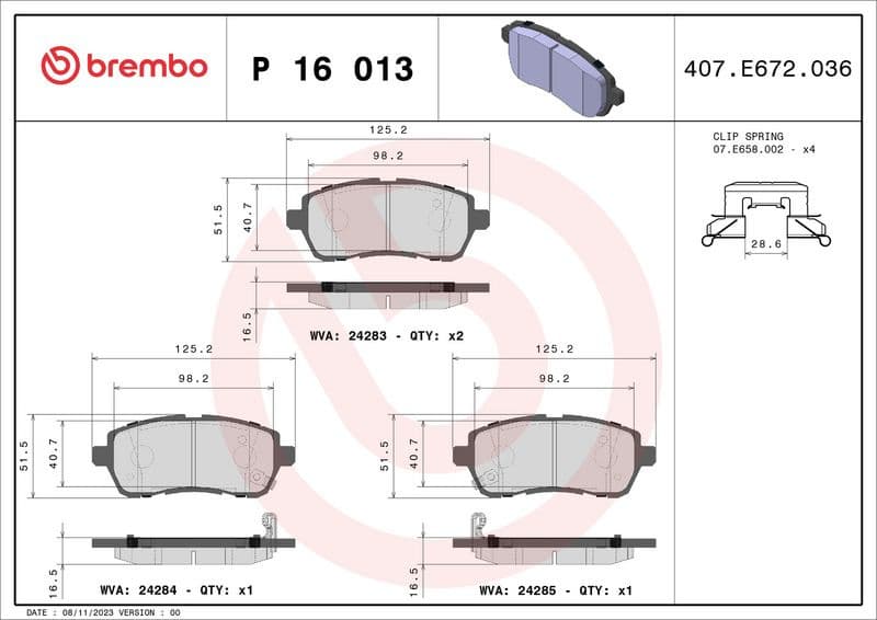 Brake Pad Set, disc brake XTRA LINE P16013X - image 2