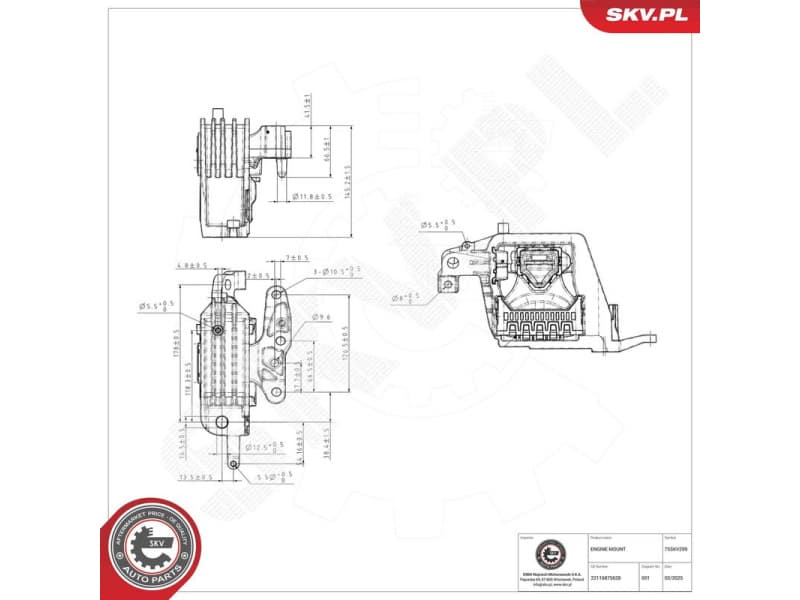 Mounting, engine 75SKV299