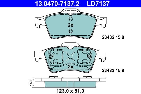 Brake Pad Set, disc brake ATE Ceramic 13.0470-7137.2 - image 3
