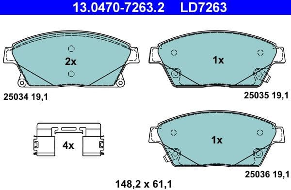 Brake Pad Set, disc brake ATE Ceramic 13.0470-7263.2 - image 2