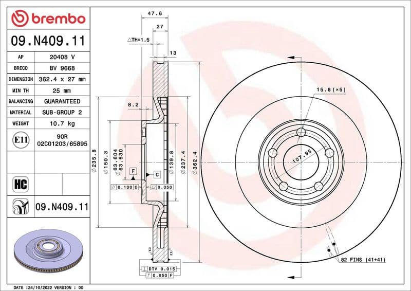 Brake Disc PRIME LINE - UV Coated 09.N409.11 - image 3