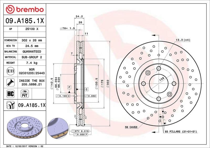 Brake Disc XTRA LINE - Xtra 09.A185.1X - image 3
