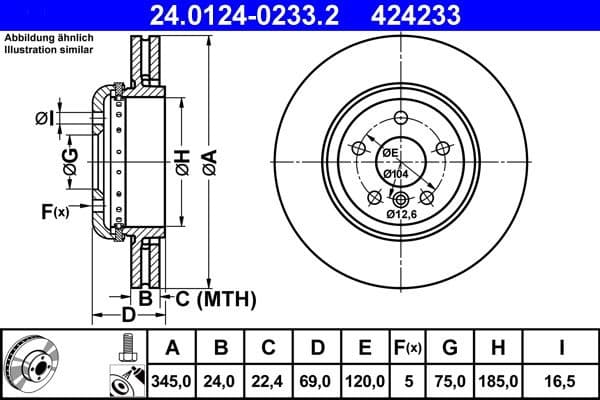 Brake Disc 24.0124-0233.2 - image 2