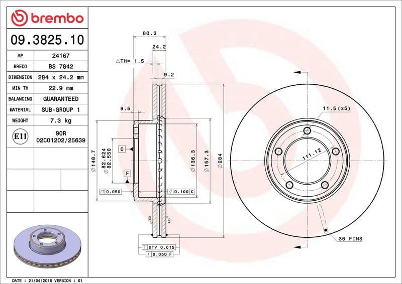 Brake Disc PRIME LINE 09.3825.10 - image 3