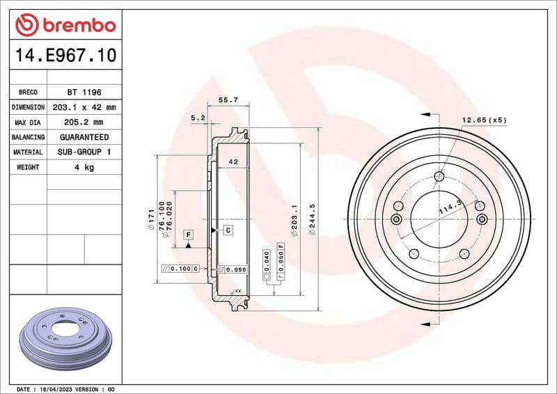 Brake Drum ESSENTIAL LINE 14.E967.10 - image 3