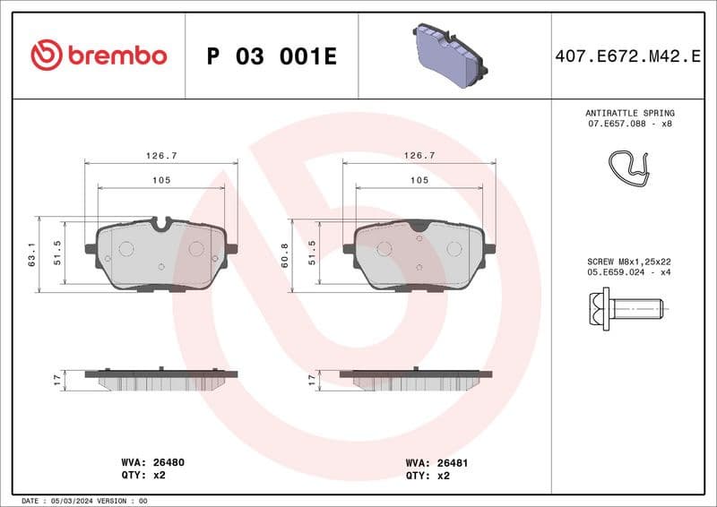 Brake Pad Set, disc brake BEYOND LINE - EV P 03 001E