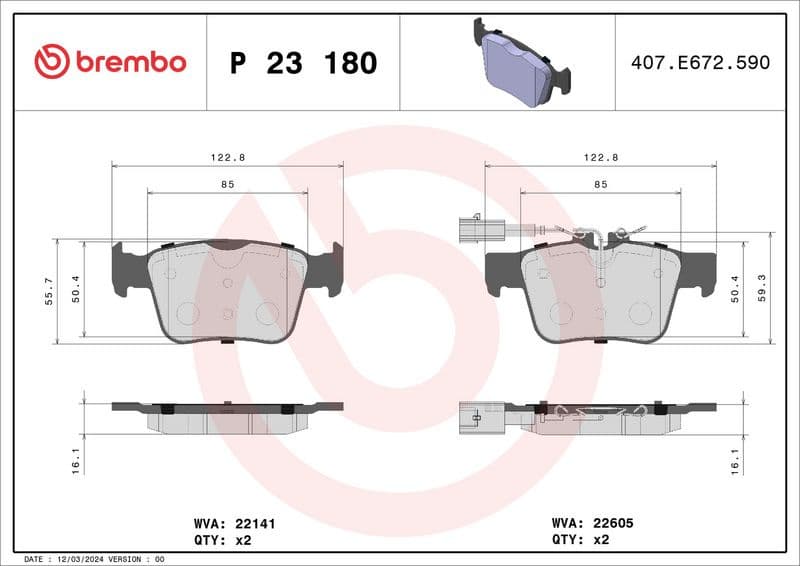Brake Pad Set, disc brake PRIME LINE P23180 - image 3