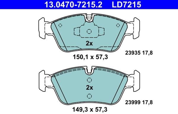 Brake Pad Set, disc brake ATE Ceramic 13.0470-7215.2 - image 2