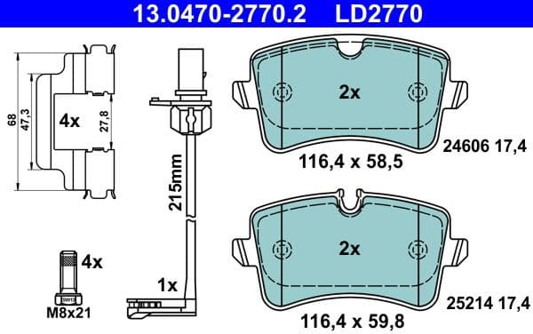 Brake Pad Set, disc brake ATE Ceramic 13.0470-2770.2 - image 2