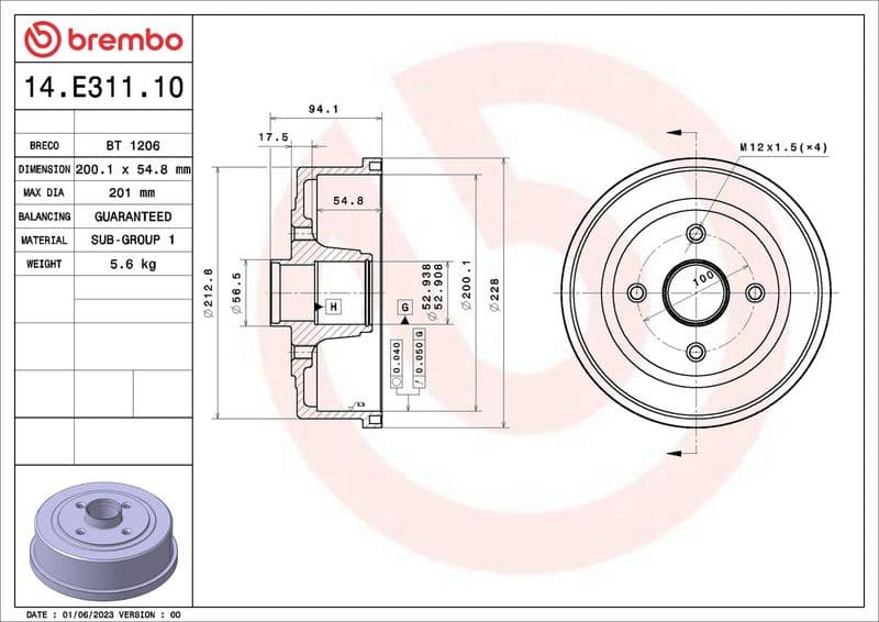 Brake Drum ESSENTIAL LINE 14.E311.10 - image 2