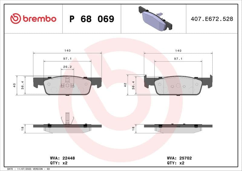 Brake Pad Set, disc brake PRIME LINE P68069 - image 3